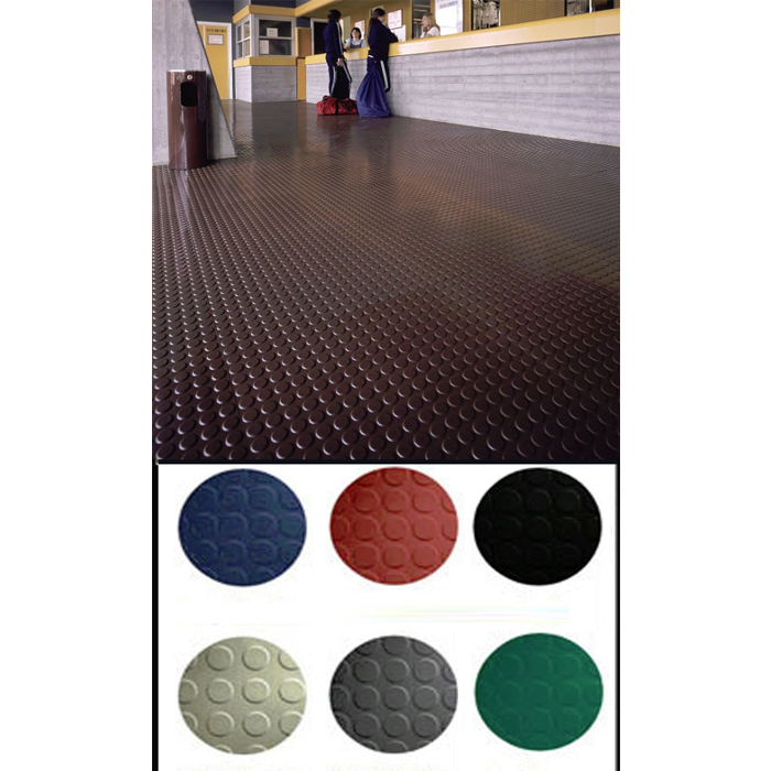 Non Slip Rubber Floor Matting Heavy Duty Dot Stud Penny Pattern - Rubber Co
