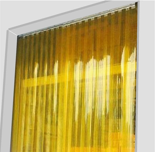 Heavy-Duty Trans Yellow Strip Curtains (Swivel Hinge) – Galvanised Steel Rail & PVC Strips – Ideal for Vehicle & Forklift Areas – Durable & Easy Fit